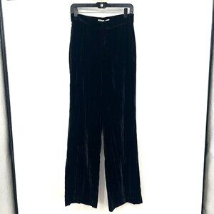 NWT Zara Black Crushed Velvet High Waist Wide Leg Pants Women's XS